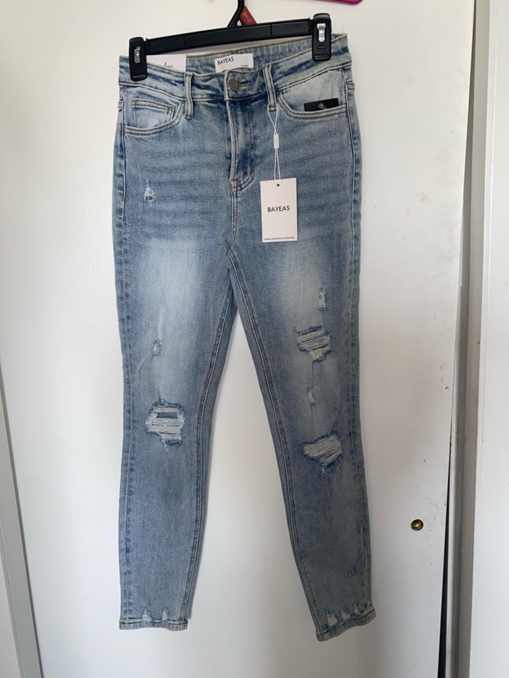 BAYEAS Light Blue Distressed Skinny Jeans - Women's Casual Stretch